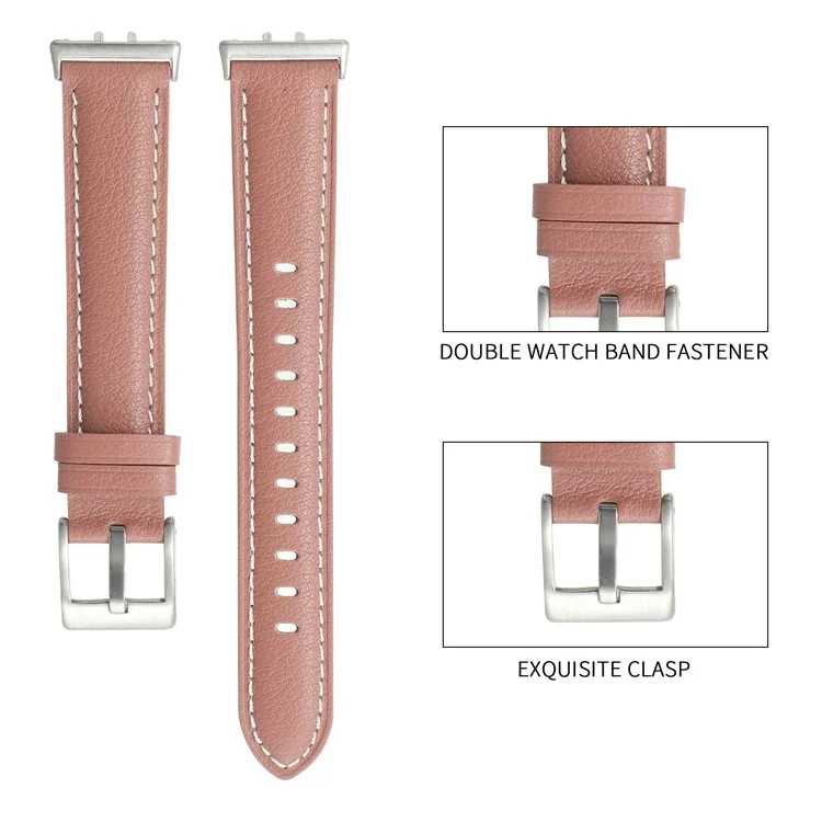 Para Samsung Galaxy Fit3 Correa de Reloj de Cuero de Vaca de Repuesto - Rosa Profundo