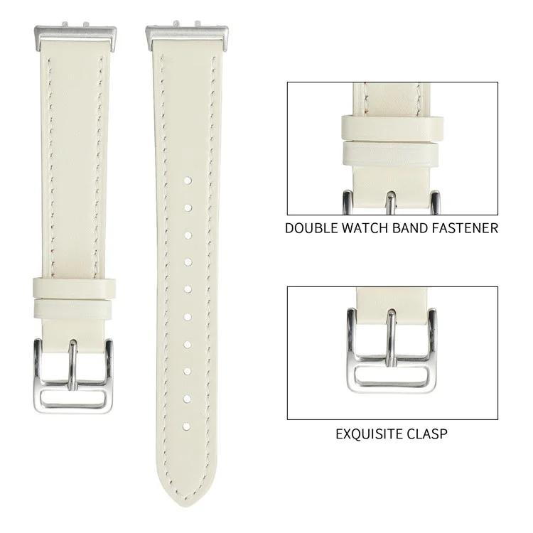 Para Samsung Galaxy Fit3 Genuine Leather Watch Strap Band Replacement - Beige