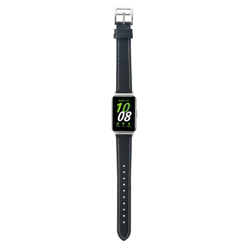 For Samsung Galaxy Fit3 Genuine Leather Watch Strap Band Replacement - Midnight Blue