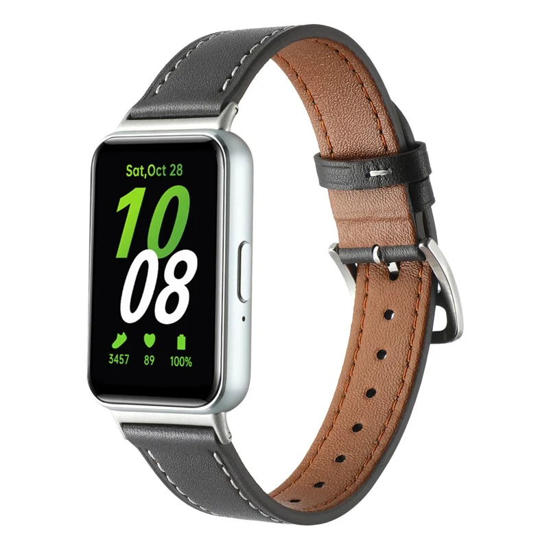 For Samsung Galaxy Fit3 Genuine Leather Watch Strap Band Replacement - Black