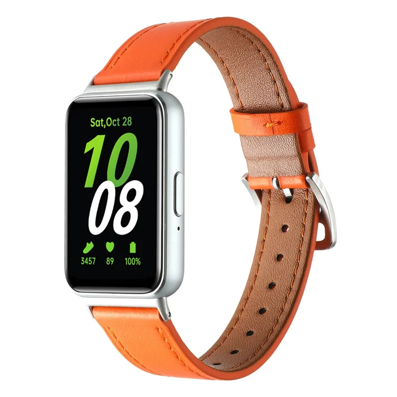 For Samsung Galaxy Fit3 Genuine Leather Watch Strap Band Replacement - Orange