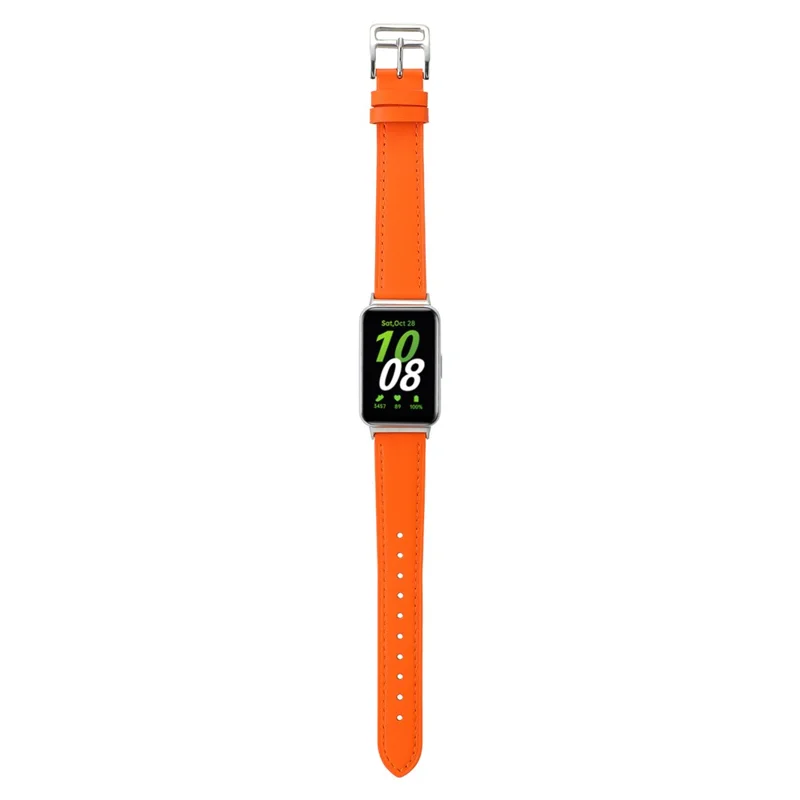 For Samsung Galaxy Fit3 Genuine Leather Watch Strap Band Replacement - Orange