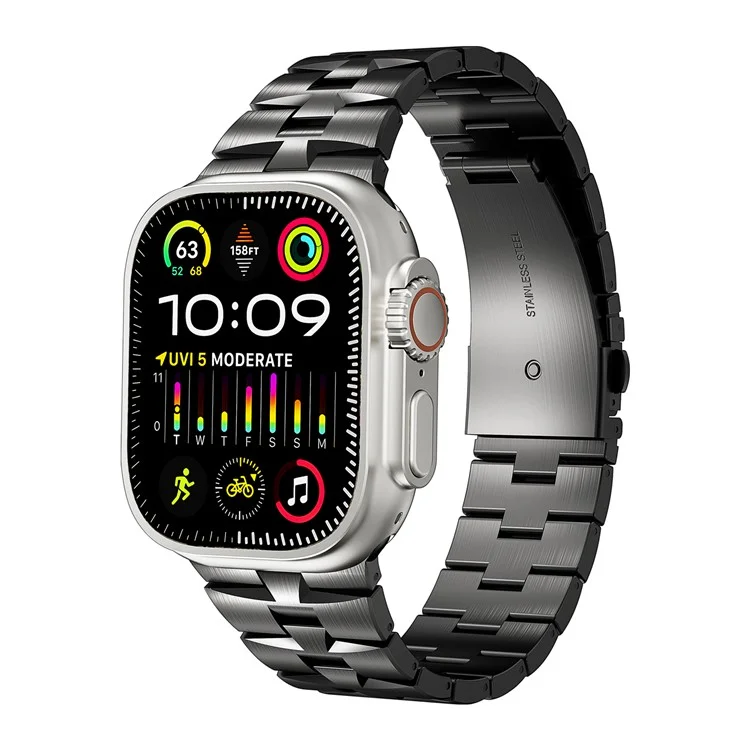 Pour Apple Watch 10 46mm / Ultra 2 / Ultra 49mm / 9 8 7 45mm / SE (2023) SE (2022) SE 6 5 4 44mm / 3 2 1 42mm Bracelet en métal - Noir
