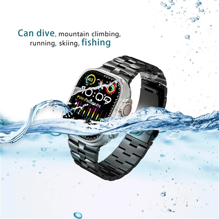 Pour Apple Watch 10 46mm / Ultra 2 / Ultra 49mm / 9 8 7 45mm / SE (2023) SE (2022) SE 6 5 4 44mm / 3 2 1 42mm Bracelet en métal - Noir