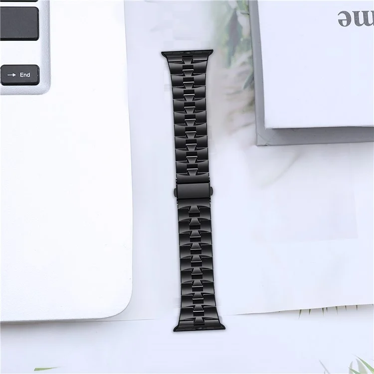 Pour Apple Watch 10 46mm / Ultra 2 / Ultra 49mm / 9 8 7 45mm / SE (2023) SE (2022) SE 6 5 4 44mm / 3 2 1 42mm Bracelet en métal - Noir