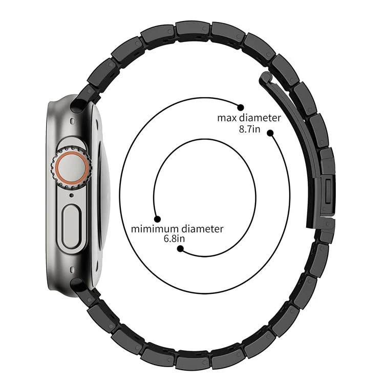 Pour Apple Watch 10 46mm / Ultra 2 / Ultra 49mm / 9 8 7 45mm / SE (2023) SE (2022) SE 6 5 4 44mm / 3 2 1 42mm Bracelet en métal - Noir