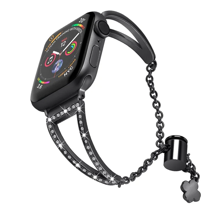 Strap Triangular Vazado para Apple Watch Series 10 42mm / 9 8 7 41mm / 6 5 4 SE SE (2022) SE (2023) 40mm / 3 2 1 38mm Banda de Liga de Zinco - Preto