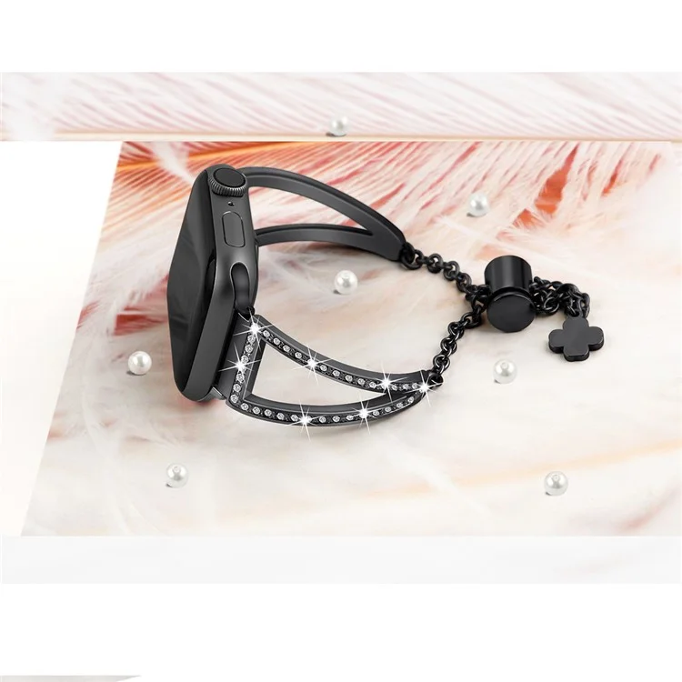 Strap Triangular Vazado para Apple Watch Series 10 42mm / 9 8 7 41mm / 6 5 4 SE SE (2022) SE (2023) 40mm / 3 2 1 38mm Banda de Liga de Zinco - Preto