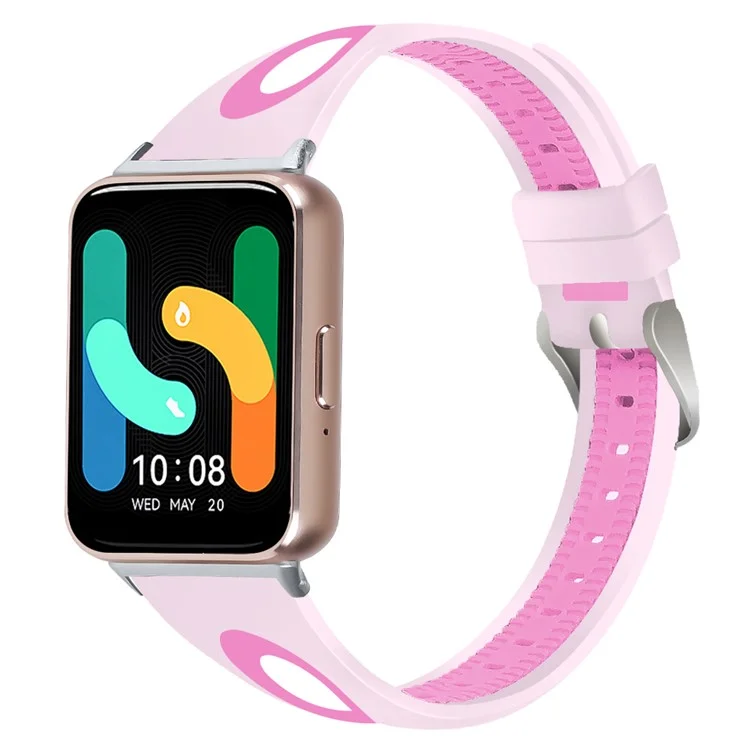 SM-R390 For Samsung Galaxy Fit3 Silicone Watch Band Adjustable Dual Color Wrist Strap - White+Pink