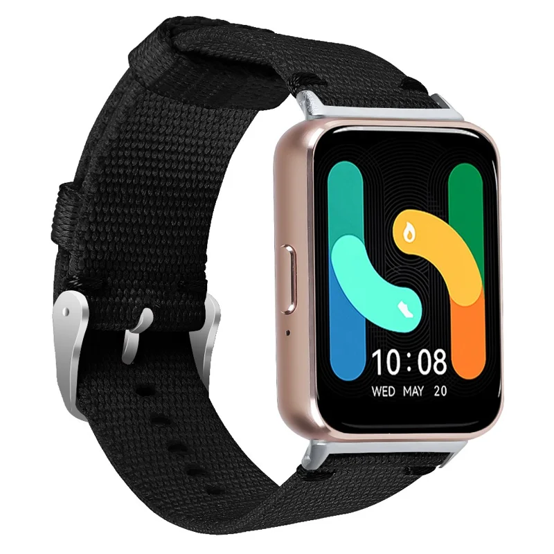 For Samsung Galaxy Fit3 SM-R390 Watch Band Nylon Canvas Strap Replacement - Black