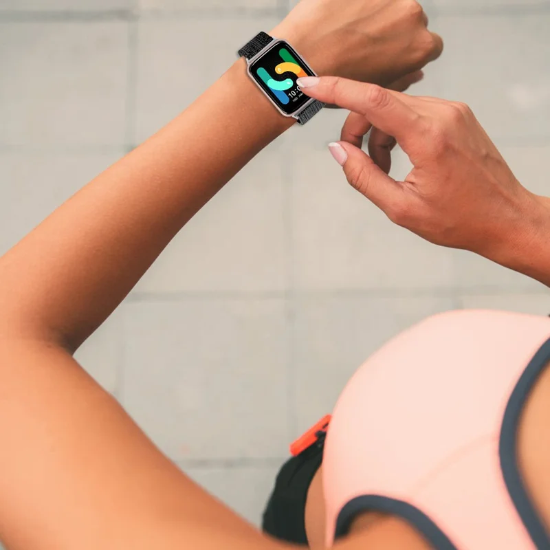 For Samsung Galaxy Fit3 SM-R390 Watch Band Nylon Canvas Strap Replacement - Black