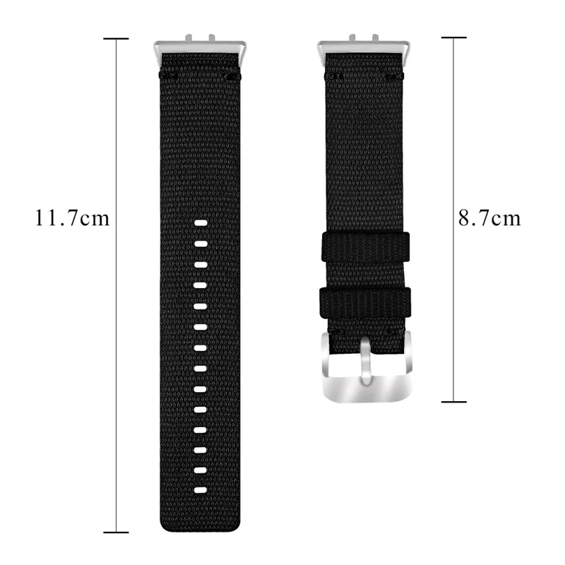For Samsung Galaxy Fit3 SM-R390 Watch Band Nylon Canvas Strap Replacement - Black