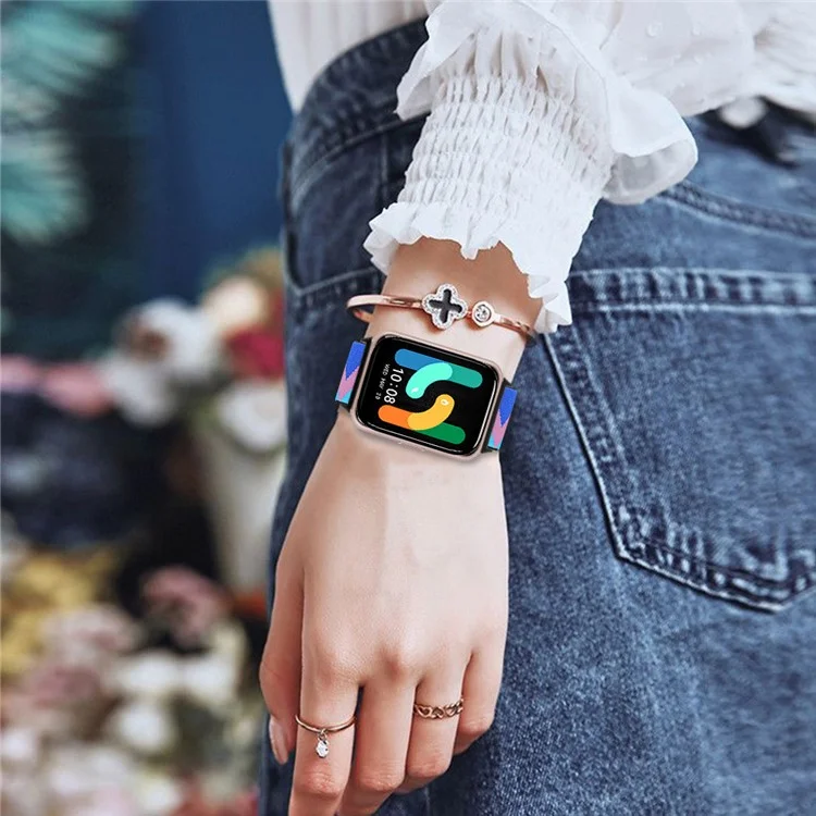 Для Samsung Galaxy Fit3 SM-R390 Эластичный ремешок для запястья с узором Watch Strap (черная пряжка) - 1