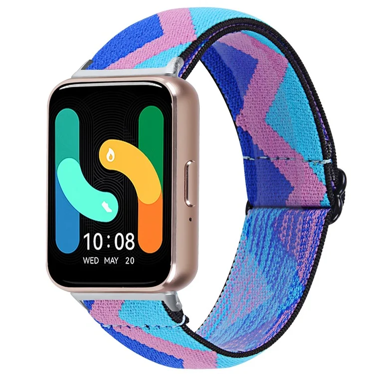 For Samsung Galaxy Fit3 SM-R390 Elastic Watch Strap Fashionable Pattern Wrist Band (Silver Buckle) - 1