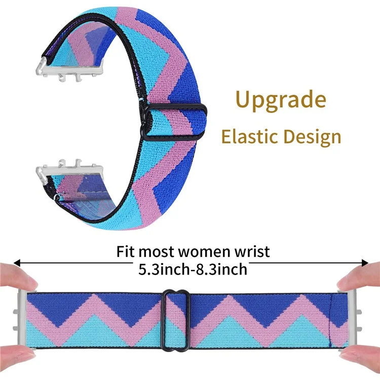 For Samsung Galaxy Fit3 SM-R390 Elastic Watch Strap Fashionable Pattern Wrist Band (Silver Buckle) - 1