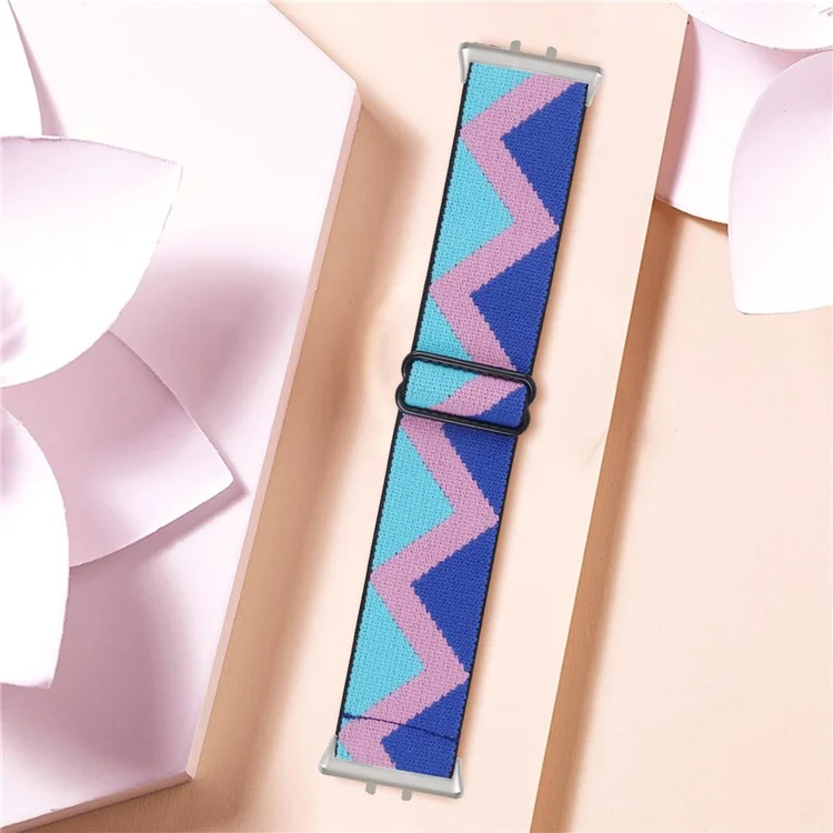 For Samsung Galaxy Fit3 SM-R390 Elastic Watch Strap Fashionable Pattern Wrist Band (Silver Buckle) - 1
