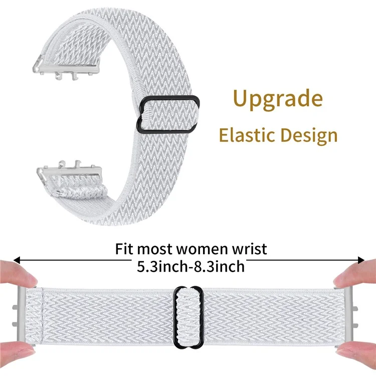 Para Samsung Galaxy Fit3 SM-R390 Correa de reloj tejida Correa ajustable de la muñeca con conector plateado - Blanco