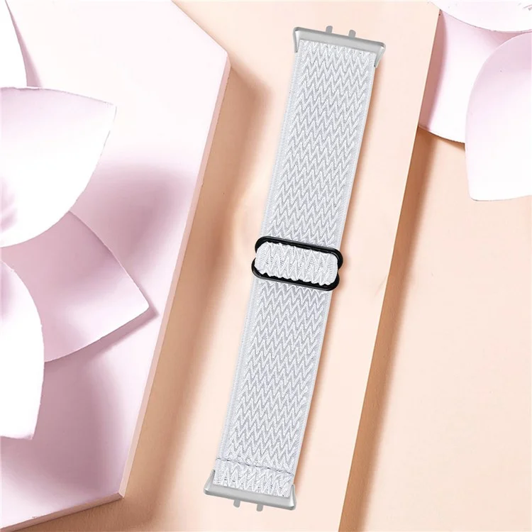 Para Samsung Galaxy Fit3 SM-R390 Correa de reloj tejida Correa ajustable de la muñeca con conector plateado - Blanco