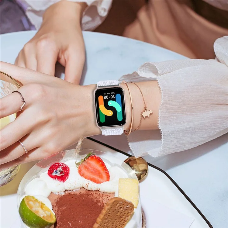 Para Samsung Galaxy Fit3 SM-R390 Correa de reloj tejida Correa ajustable de la muñeca con conector plateado - Blanco