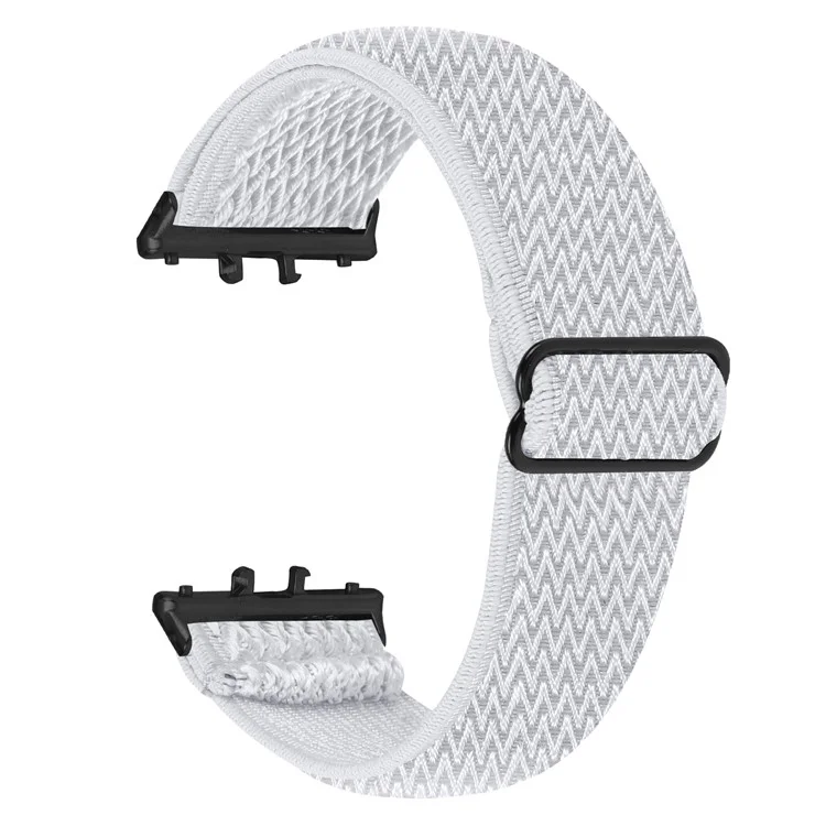 Para Samsung Galaxy Fit3 SM-R390 Correa de reloj tejida Banda elástica para la muñeca, Conector negro - Blanco
