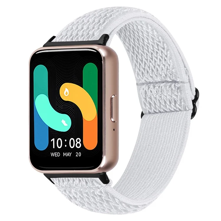 Para Samsung Galaxy Fit3 SM-R390 Correa de reloj tejida Banda elástica para la muñeca, Conector negro - Blanco