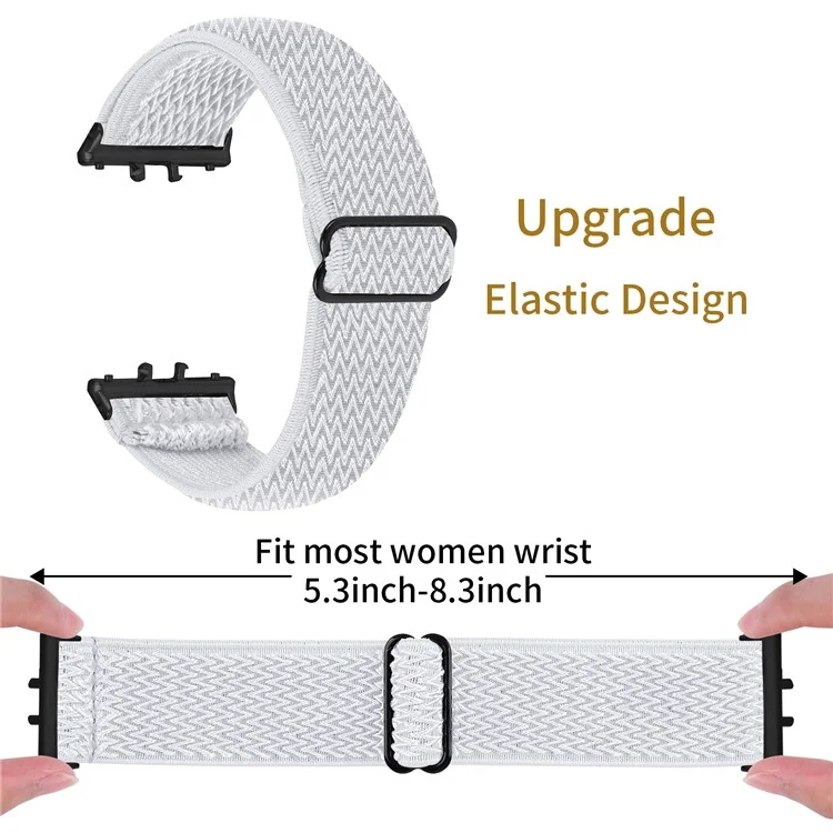 Para Samsung Galaxy Fit3 SM-R390 Correa de reloj tejida Banda elástica para la muñeca, Conector negro - Blanco