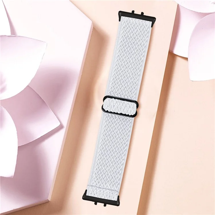 Para Samsung Galaxy Fit3 SM-R390 Correa de reloj tejida Banda elástica para la muñeca, Conector negro - Blanco