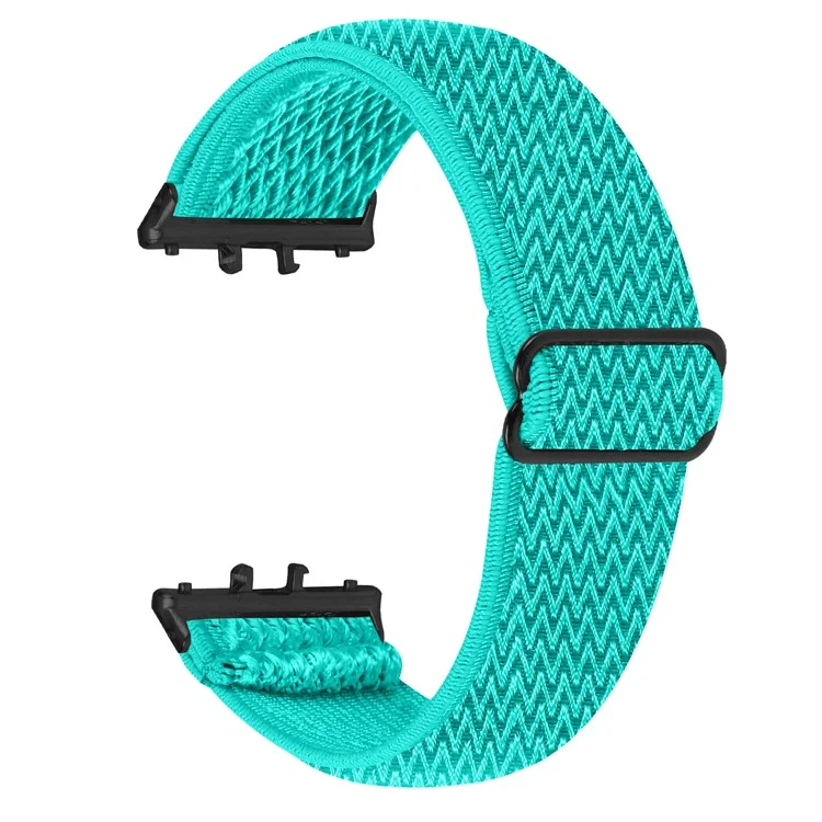 Per Samsung Galaxy Fit3 SM-R390 Woven Watch Strap Elastic Wrist Band, Black Connector - Mint Green