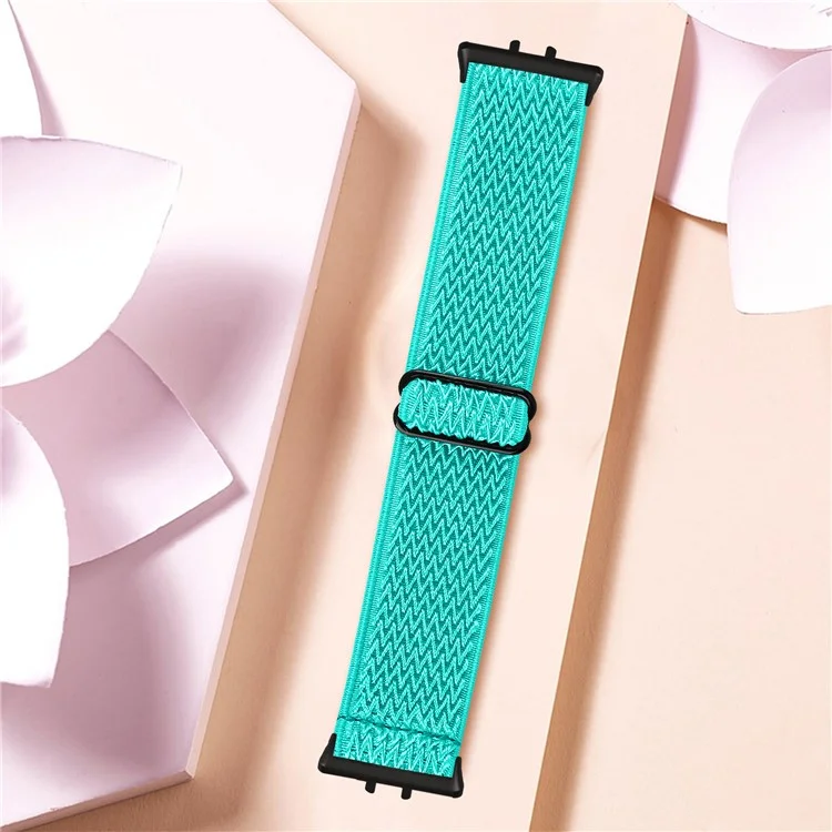 Per Samsung Galaxy Fit3 SM-R390 Woven Watch Strap Elastic Wrist Band, Black Connector - Mint Green