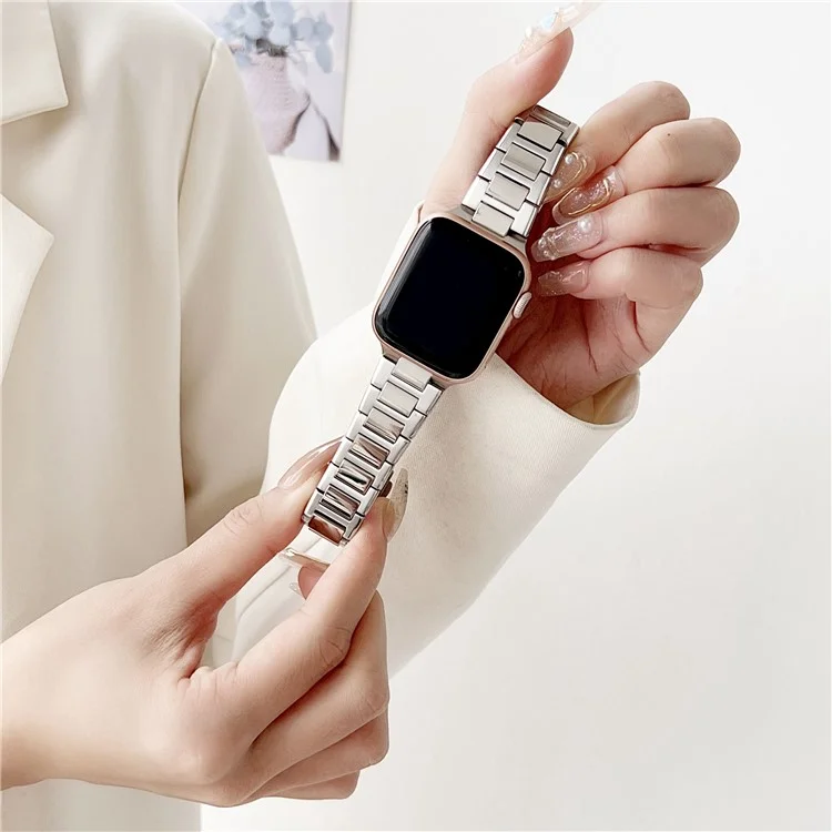 For Apple Watch 10 46mm / Ultra 2 / Ultra 49mm / 9 8 7 45mm / SE (2023) SE (2022) SE 6 5 4 44mm / 3 2 1 42mm Stainless Steel Band Watch Strap