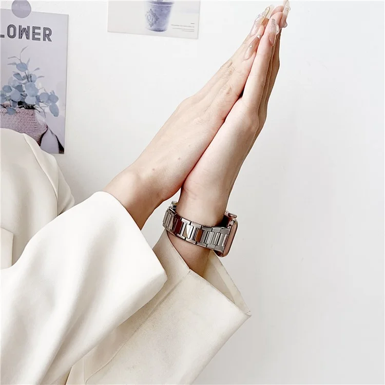 For Apple Watch 10 46mm / Ultra 2 / Ultra 49mm / 9 8 7 45mm / SE (2023) SE (2022) SE 6 5 4 44mm / 3 2 1 42mm Stainless Steel Band Watch Strap