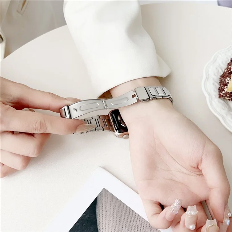 For Apple Watch 10 46mm / Ultra 2 / Ultra 49mm / 9 8 7 45mm / SE (2023) SE (2022) SE 6 5 4 44mm / 3 2 1 42mm Stainless Steel Band Watch Strap