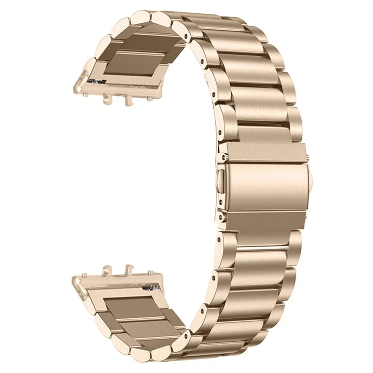 For Samsung Galaxy Fit3 SM-R390 Stainless Steel 3 Beads Wrist Band Replacement Smartwatch Strap - Gold