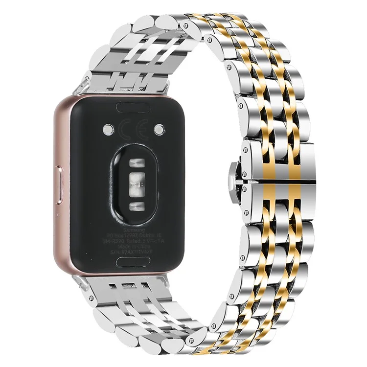 Для Samsung Galaxy Fit3 SM-R390 Watch Strap Высокопрочный стальной браслет - Серебро+Золото