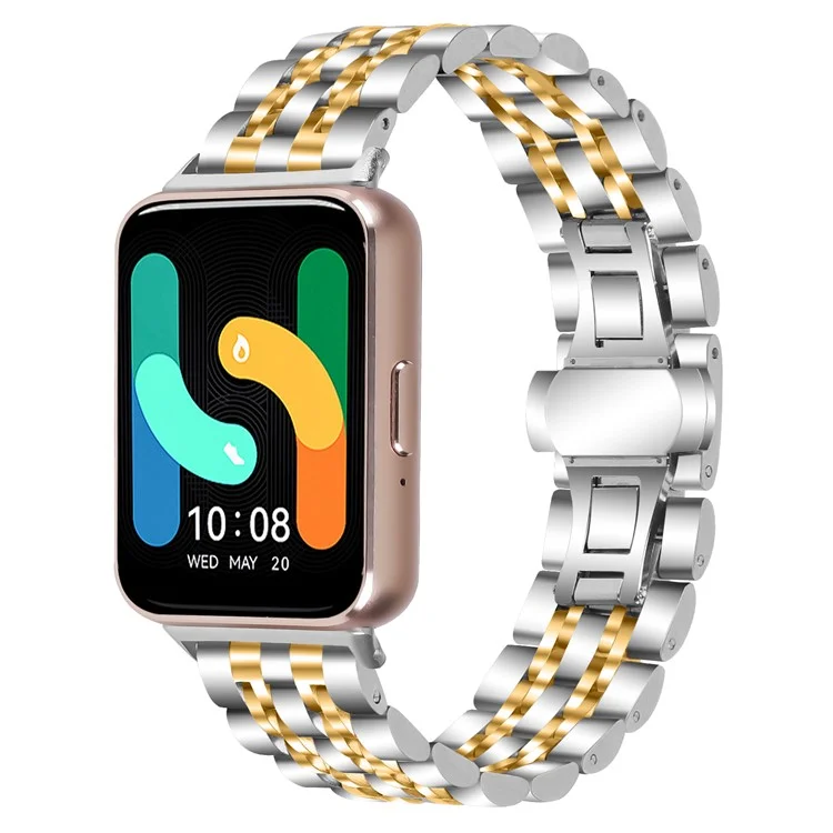 Для Samsung Galaxy Fit3 SM-R390 Watch Strap Высокопрочный стальной браслет - Серебро+Золото