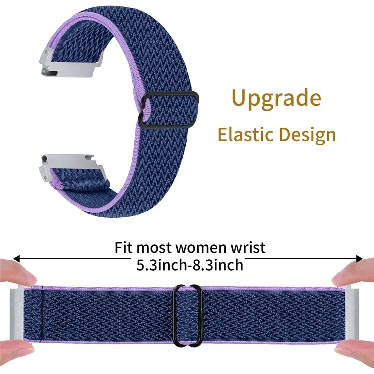 For Verizon Gizmo Watch 3 Elastic Wrist Band Wavy Pattern Woven Nylon Watch Strap - Purple+Blue