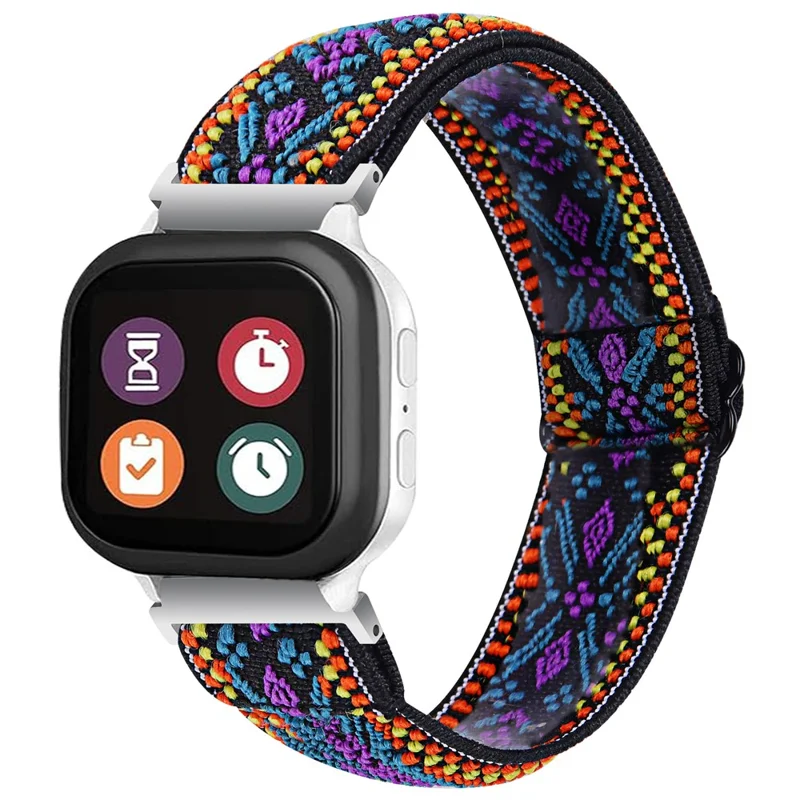 For Verizon Gizmo Watch 3 Elastic Nylon Strap Stylish Pattern Smartwatch Band - Style C