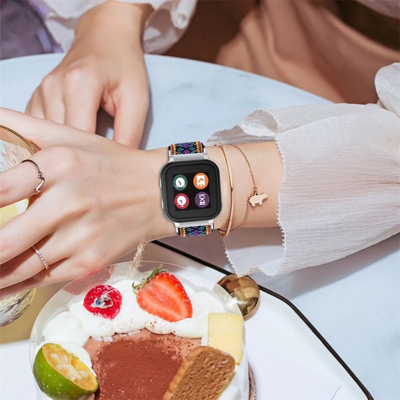 For Verizon Gizmo Watch 3 Elastic Nylon Strap Stylish Pattern Smartwatch Band - Style C