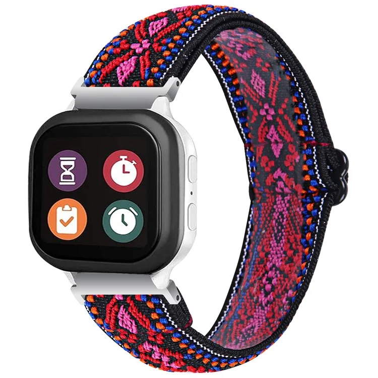 For Verizon Gizmo Watch 3 Elastic Nylon Strap Stylish Pattern Smartwatch Band - Style G