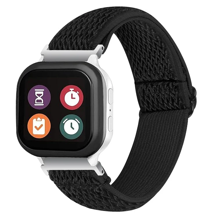 Para Verizon GizmoWatch 2 Banda de pulso elástica Pulseira de relógio de nylon com design ondulado - Preto