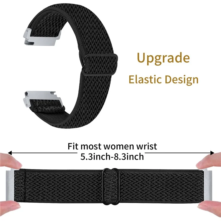 Para Verizon GizmoWatch 2 Banda de pulso elástica Pulseira de relógio de nylon com design ondulado - Preto