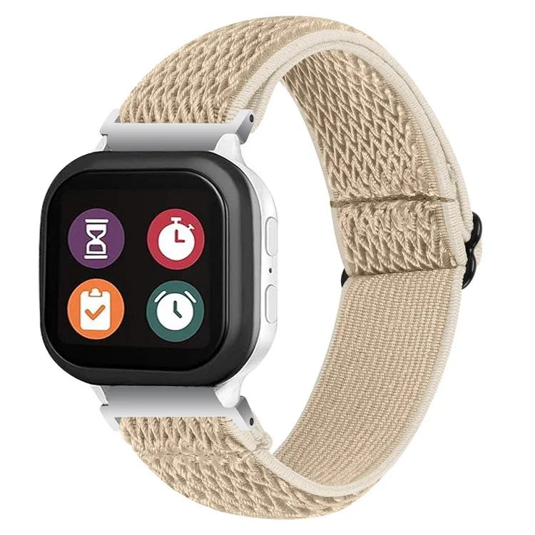 For Verizon GizmoWatch 2 Elastic Wrist Band Nylon Watch Strap Wavy Pattern Design - Apricot