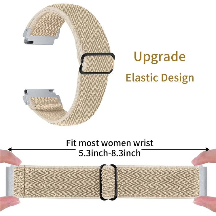 For Verizon GizmoWatch 2 Elastic Wrist Band Nylon Watch Strap Wavy Pattern Design - Apricot