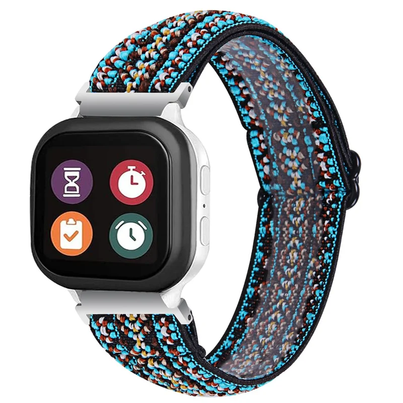 Watch Strap for Gabb Watch 2 Pattern Printing Elastic Nylon Wrist Band - Style 4 Blue Stripe