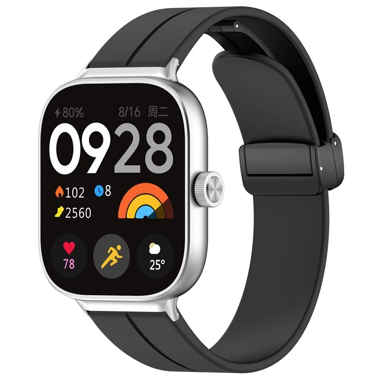 Para Xiaomi Redmi Watch 4 / Smart Band 8 Pro Faixa de Silicone de Substituição do Pulso com Fivela Dobrável - Preto