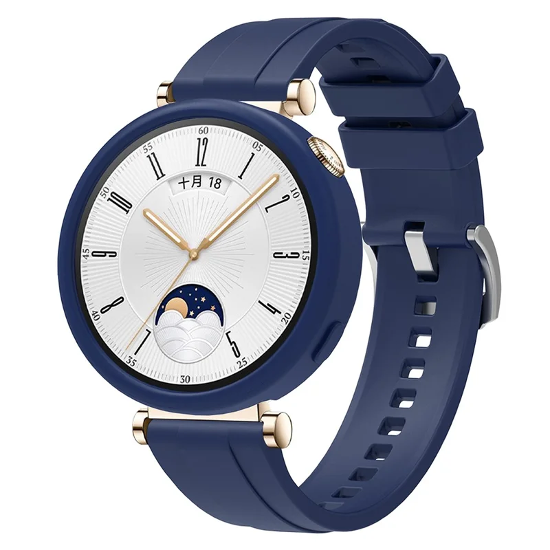 For Huawei Watch GT 4 41mm Replacement Silicone Band with Watch Case - Navy Blue