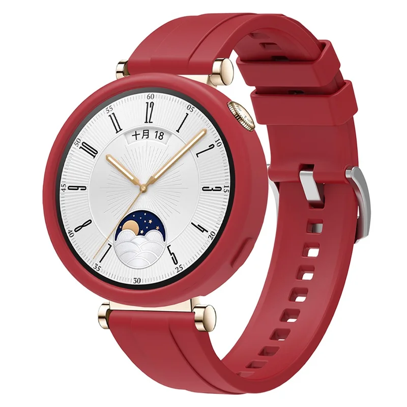 For Huawei Watch GT 4 41mm Replacement Silicone Band with Watch Case - Red