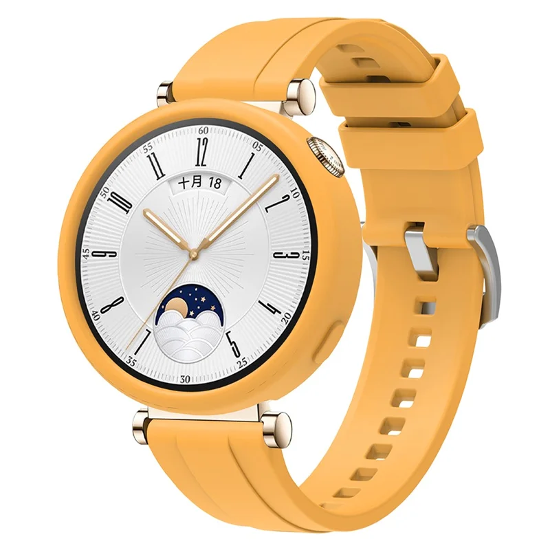 For Huawei Watch GT 4 41mm Replacement Silicone Band with Watch Case - Yellow