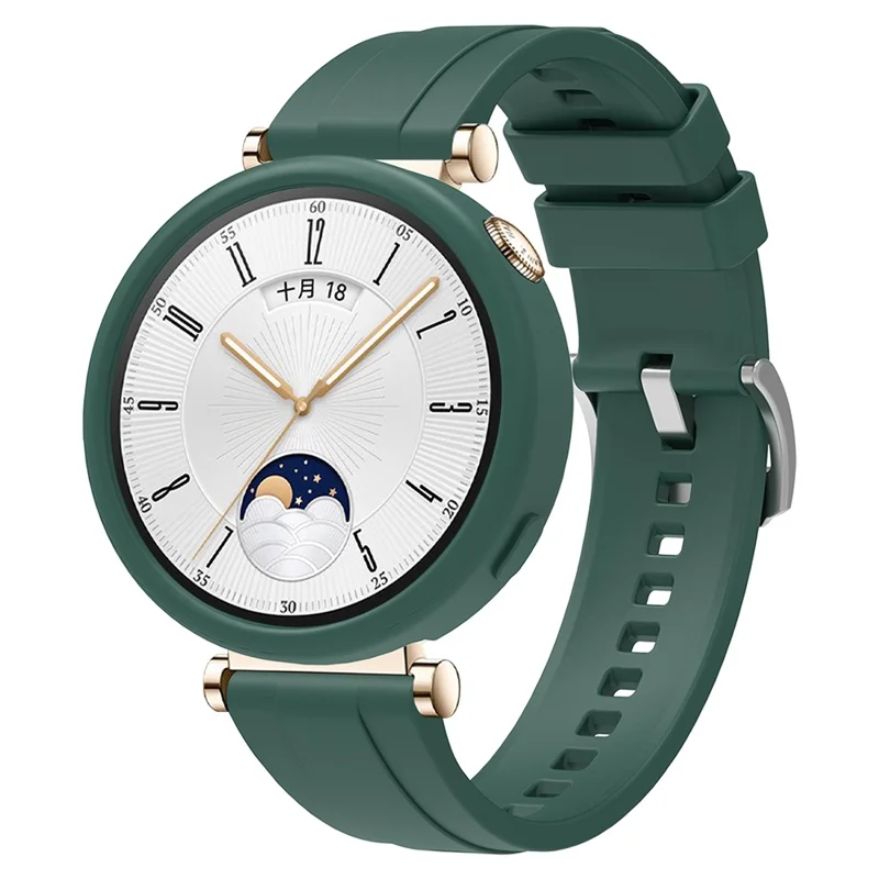 Für Huawei Watch GT 4 41mm Soft Silikon-Uhrenarmband Ersatzaccessoire - Schwärzlich-Grün