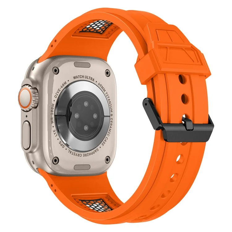 TPU Watch Strap for Apple Watch 10 46mm / Ultra 2 / Ultra 49mm / 9 8 7 45mm / SE (2023) SE (2022) SE 6 5 4 44mm / 3 2 1 42mm - Orange+Black